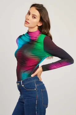 Store T-shirt coloré manches longues à motifs abstraits WALLYS Les Blouses, Chemisiers & Tops