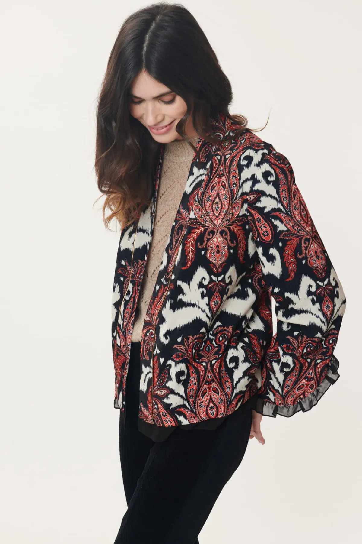Hot Veste en Velours Imprimé Paisley CENDRILLON Les Manteaux, Vestes & Doudounes