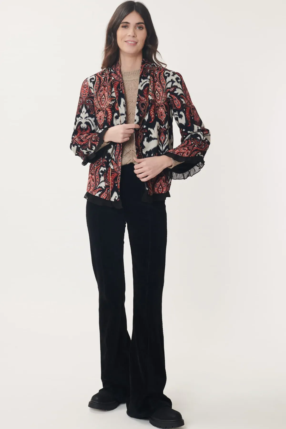 Hot Veste en Velours Imprimé Paisley CENDRILLON Les Manteaux, Vestes & Doudounes