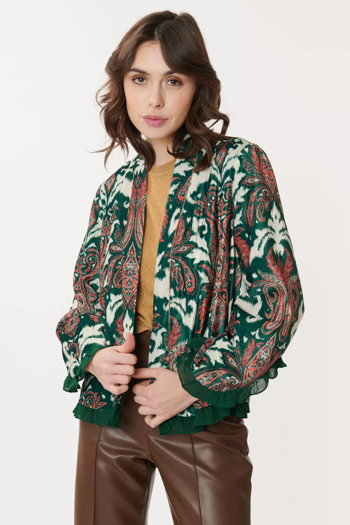 Hot Veste en Velours Imprimé Paisley CENDRILLON Les Manteaux, Vestes & Doudounes
