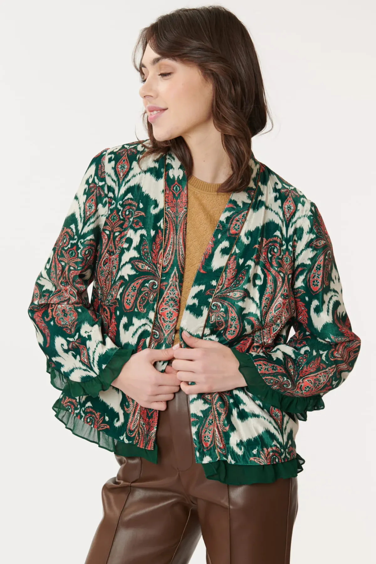 Hot Veste en Velours Imprimé Paisley CENDRILLON Les Manteaux, Vestes & Doudounes