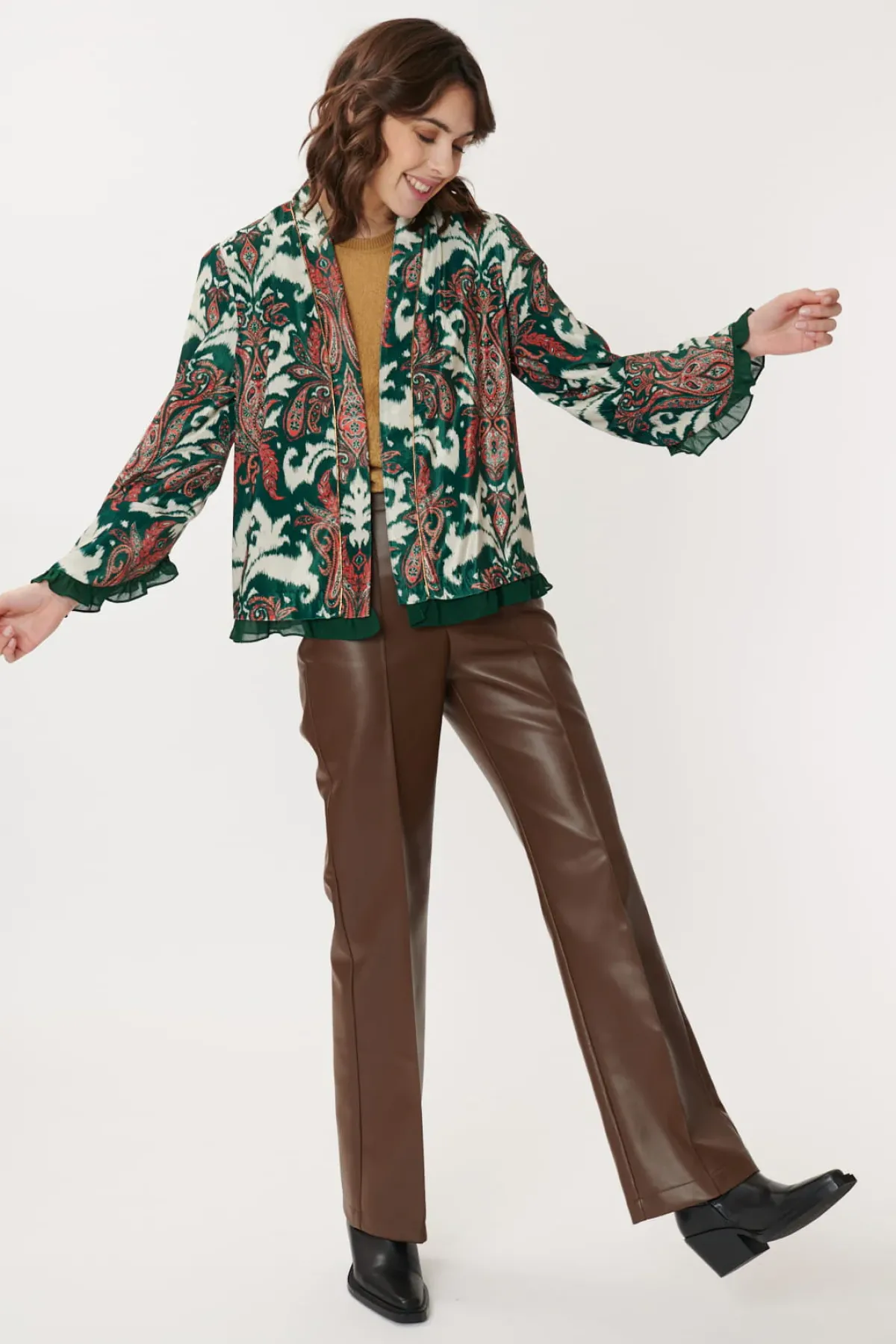 Hot Veste en Velours Imprimé Paisley CENDRILLON Les Manteaux, Vestes & Doudounes