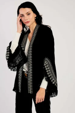 Discount Veste kimono manches longues à broderies LOULOU Les Manteaux, Vestes & Doudounes