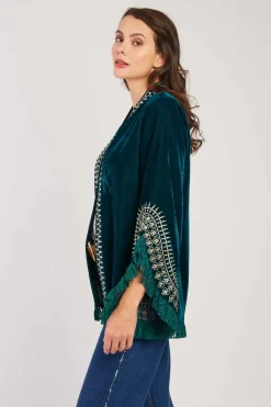 Discount Veste kimono manches longues à broderies LOULOU Les Manteaux, Vestes & Doudounes