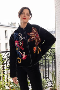 Clearance Veste matelassée avec broderies en velours LORAINE Les Manteaux, Vestes & Doudounes