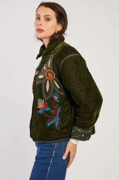 Clearance Veste matelassée avec broderies en velours LORAINE Les Manteaux, Vestes & Doudounes