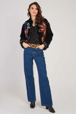 Clearance Veste matelassée avec broderies en velours LORAINE Les Manteaux, Vestes & Doudounes