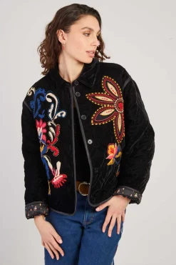 Clearance Veste matelassée avec broderies en velours LORAINE Les Manteaux, Vestes & Doudounes