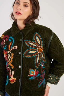 Clearance Veste matelassée avec broderies en velours LORAINE Les Manteaux, Vestes & Doudounes