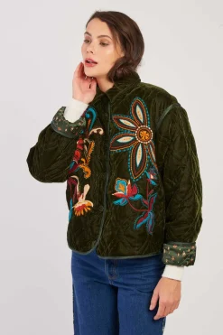 Clearance Veste matelassée avec broderies en velours LORAINE Les Manteaux, Vestes & Doudounes